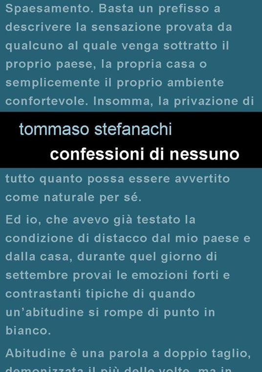 Confessioni di nessuno - Tommaso Stefanachi - copertina
