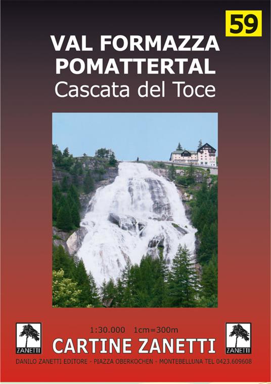 Val Formazza Pomattertal. Cascata del Toce. Carta dei sentieri 1:30.000 - copertina