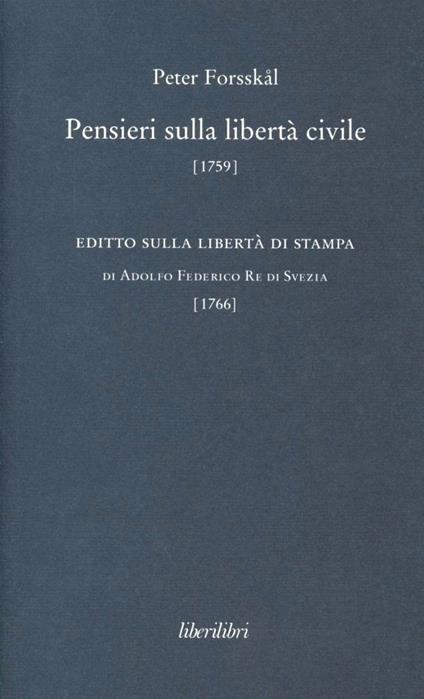Pensieri sulla libertà civile - Peter Forsskal - copertina