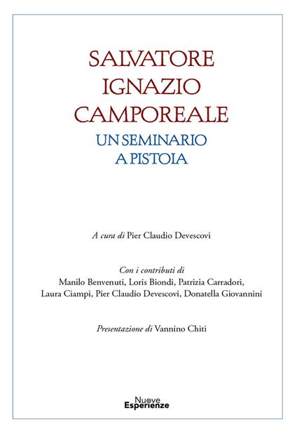 Salvatore Ignazio Camporeale. Un seminario a Pistoia - copertina