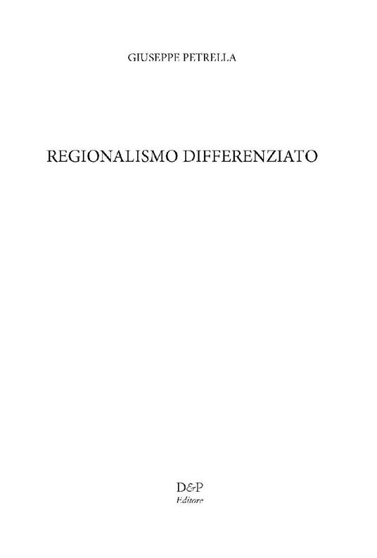Regionalismo differenziato - Giuseppe Petrella - copertina