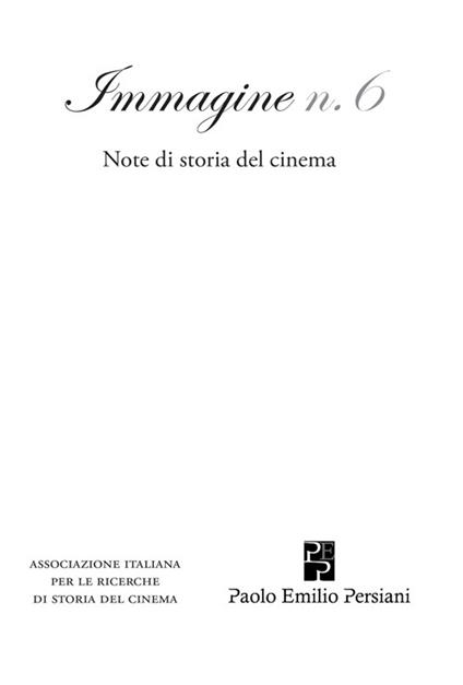 Immagine. Note di storia del cinema. Vol. 6 - copertina