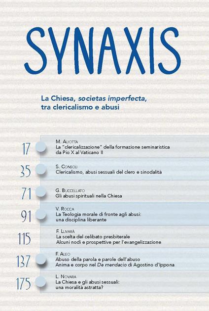 Synaxis (2022). Vol. 40: La Chiesa, societas imperfecta, tra clericalismo e abusi - copertina