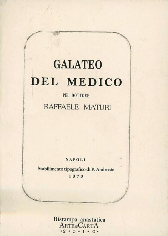 Galateo del medico - Raffaele Maturi - copertina