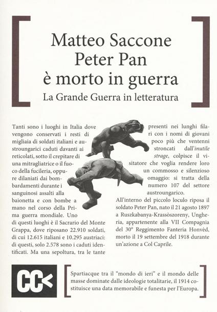 Peter Pan è morto in guerra. La grande guerra in letteratura - Matteo Saccone - copertina