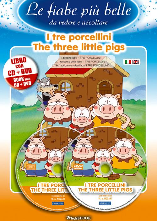 tre porcellini. Ediz. italiana e inglese. Con CD Audio. Con DVD - copertina