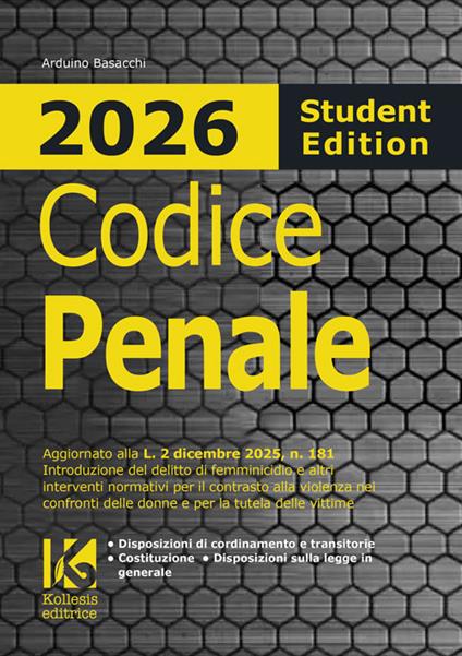 Codice penale 2026 Student edition - Arduino Basacchi - copertina