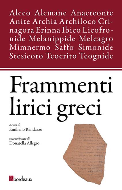 Frammenti lirici greci - copertina