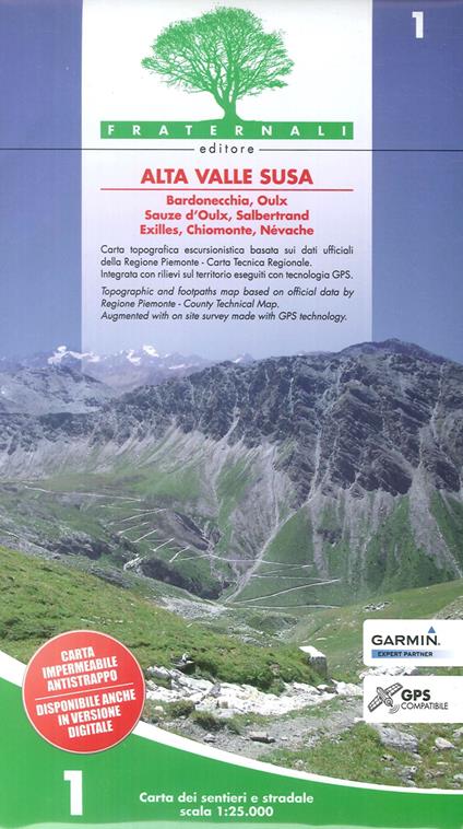 Carta n. 1. Alta valle Susa. Carta dei sentieri e stradale scala 1:25.000 - copertina