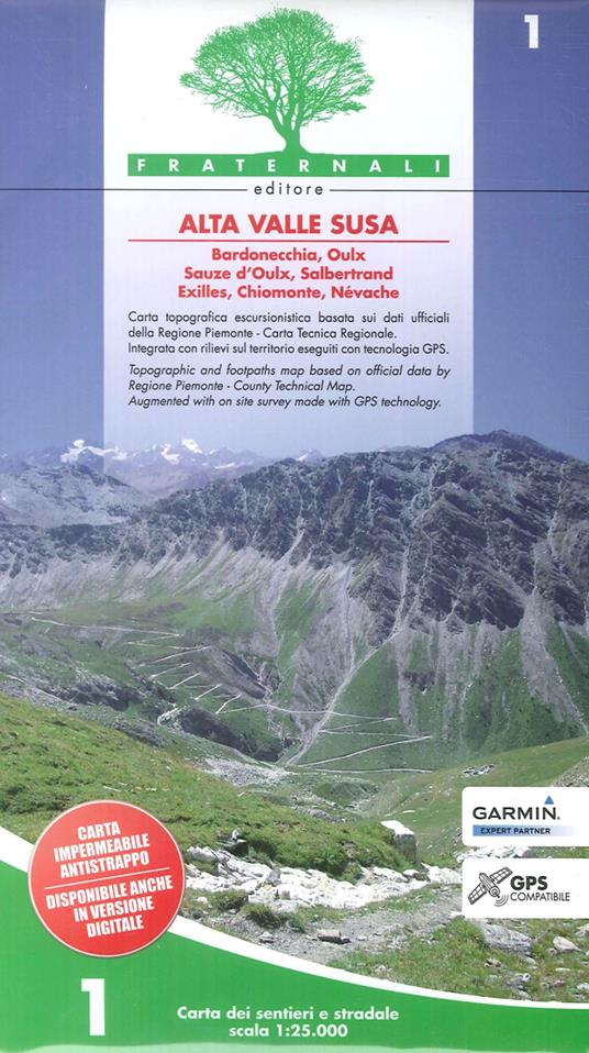 Carta n. 1. Alta valle Susa. Carta dei sentieri e stradale scala 1:25.000 - copertina