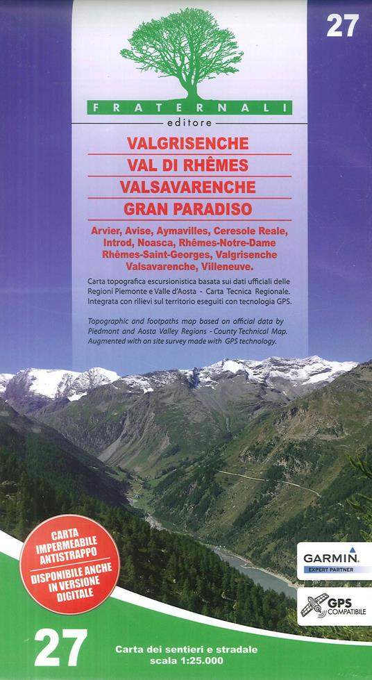 Carta n. 27. Valgrisenche, Val di Rhêmes, Valsavaranche, Gran Paradiso. 1:25.000 - copertina