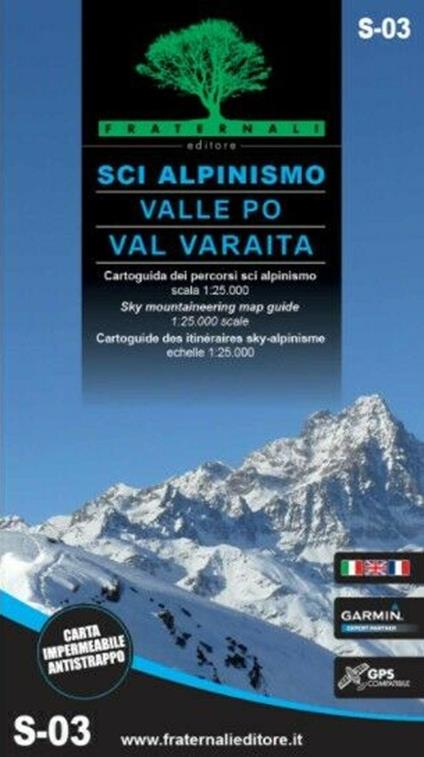 Sci alpinismo in Valle Po e Val Varaita. Cartoguida scala 1:25.000-Sky mountaineering map guide 1:25,000 scale - copertina