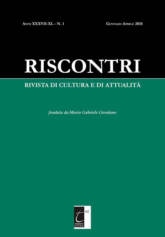 Riscontri. Rivista di cultura e di attualità (2018). Vol. 1: Gennaio-Aprile. - copertina