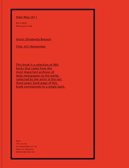 All I remember - Elisabetta Benassi - copertina