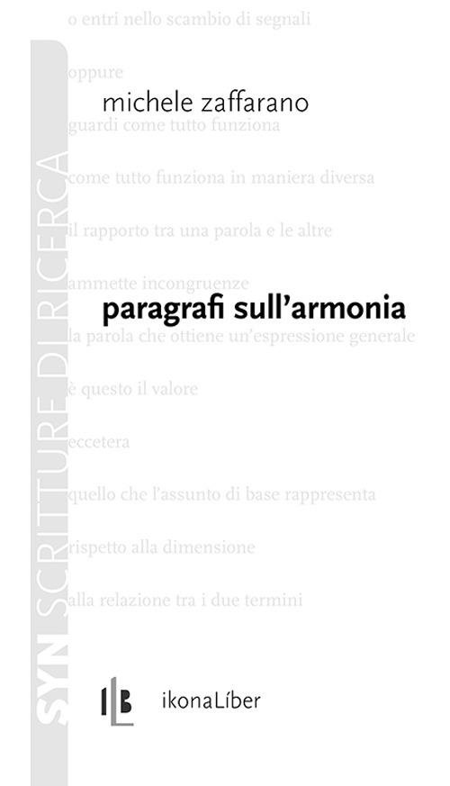 Paragrafi sull'armonia - Michele Zaffarano - copertina