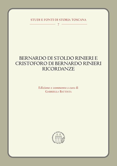 Bernardo di Stoldo Rinieri e Cristoforo di Bernardo Rinieri. Ricordanze - copertina