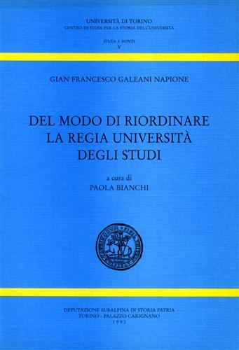Del modo di riordinare la Regia Università degli Studi - Gian Francesco Galeani Napione - copertina