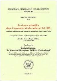La ricerca scientifica dopo il terremoto siculo-calabrese del 1908. Contributi alle ricerche sulla scienza nel Mezzogiorno dopo l'unità d'Italia - copertina