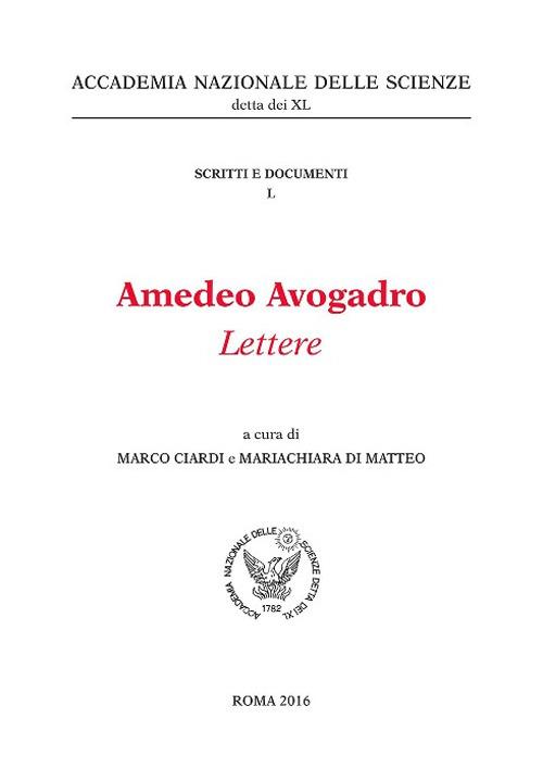 Amedeo Avogadro. Lettere - copertina