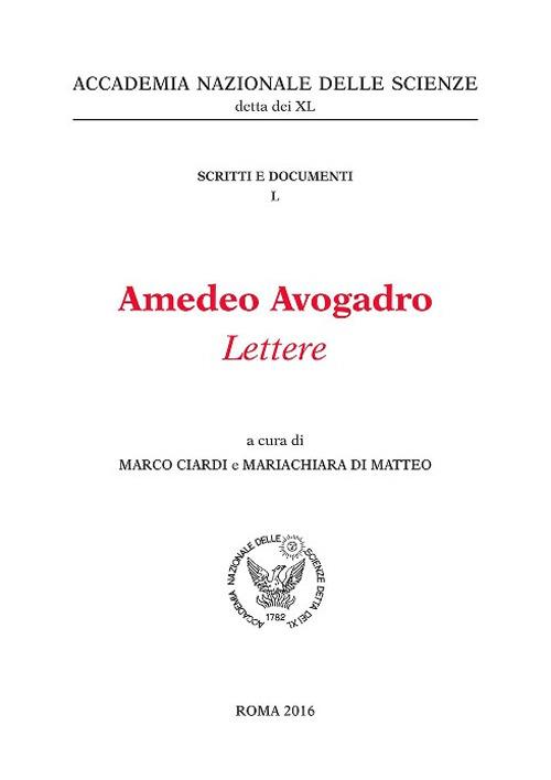 Amedeo Avogadro. Lettere - copertina