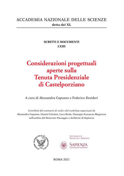 Considerazioni progettuali aperte sulla Tenuta Presidenziale di Castelporziano - copertina