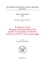 Il contesto in cui Ruggiero Giuseppe Boscovich maturò la decisione di trasferirsi in Francia nel 1773: fatti e personaggi