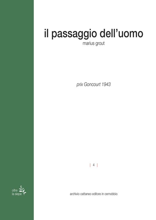 Il passaggio dell'uomo - Marius Grout - copertina