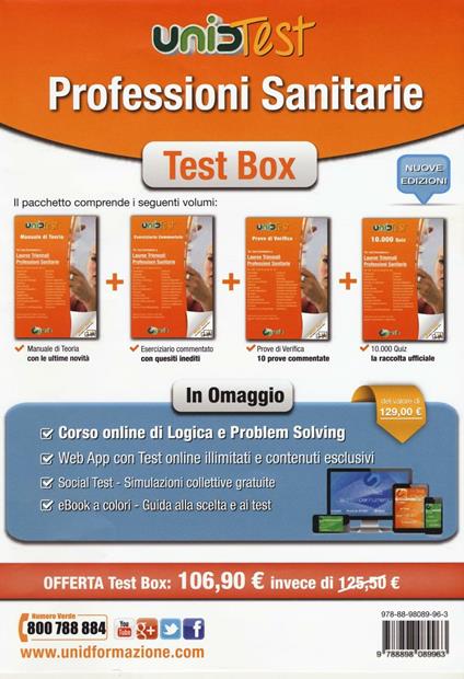 Test box professioni sanitarie: Manuale di teoria-Eserciziario commentato-Prove di verifica-10.000 quiz. Con aggiornamento online - copertina