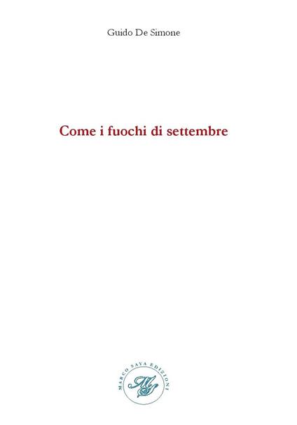 Come i fuochi di settembre - Guido De Simone - copertina