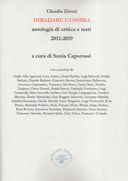 Diradare l'ombra. Antologia di critica e testi 2012-2019 - Claudia Zironi - copertina