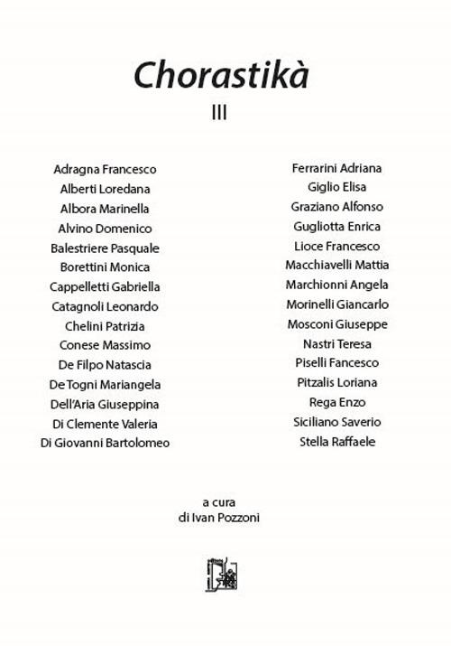 Chorastikà. Vol. 3 - copertina