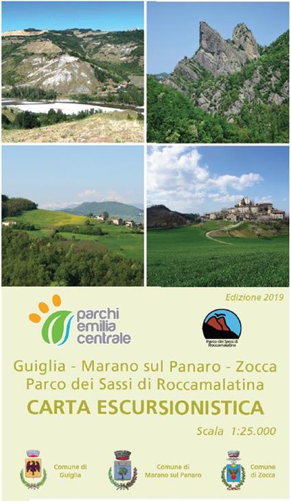 Carta escursionistica Guiglia, Marano sul Panaro, Zocca. Parco dei Sassi di Roccamalatina. Scala 1:25.000 - copertina