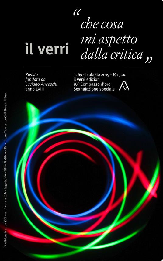 Il Verri (2019). Vol. 69: «Che cosa mi aspetto dalla critica». - copertina