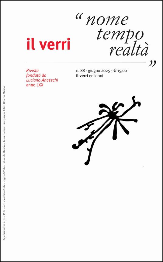 Il Verri (2025). Vol. 88: Nome, tempo, realtà - copertina