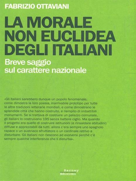 La morale non euclidea degli italiani. Breve saggio sul carattere nazionale - Fabrizio Ottaviani - copertina