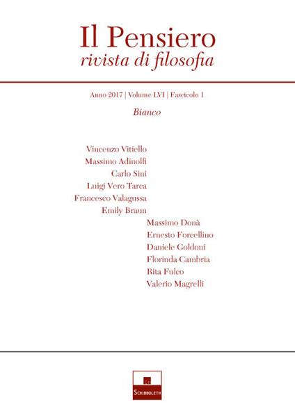 Il pensiero. Rivista di filosofia (2017). Vol. 56\1: Bianco. - copertina