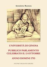 Università di Ginosa. Pubblico Parlamento celebrato il 13 ottobre Anno Domini 1793