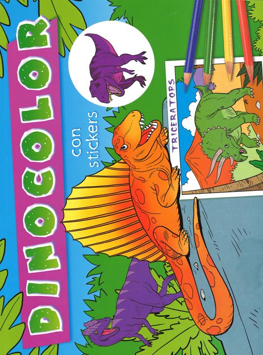 Dinocolor azzurro. Con adesivi - copertina