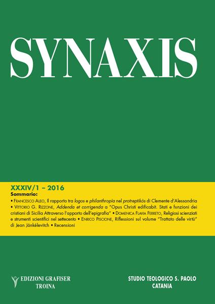 Synaxis (2016). Vol. 1 - copertina