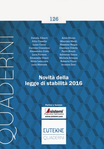 Novità della legge di stabilità 2016 - copertina