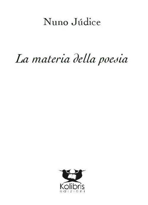 La materia della poesia - Nuno Júdice - copertina