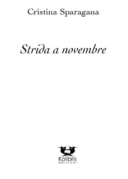 Strida a novembre - Cristina Sparagana - copertina