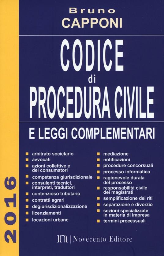 Codice di procedura civile e leggi complementari - Bruno Capponi - copertina