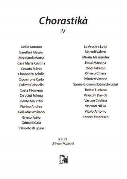 Chorastikà. Vol. 4 - copertina