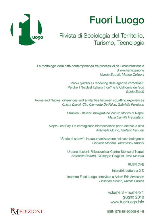 Fuori luogo. Rivista di sociologia del territorio, turismo, tecnologia (2018). Vol. 1 - copertina