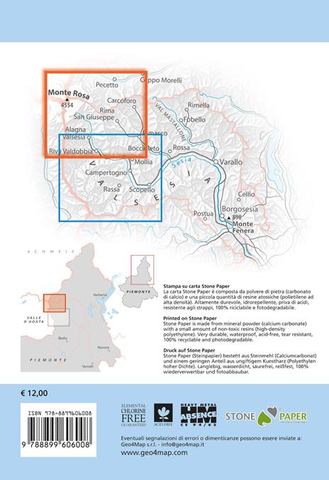 Percorsi invernali Monte Rosa. Alagna Valsesia, Rima S. Giuseppe e Carcoforo. Scala 1:25.000. Ediz. italiana, inglese e tedesca - 8
