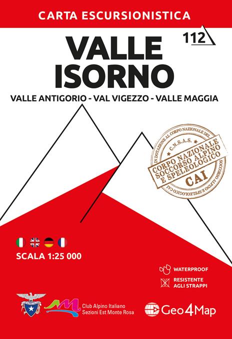 112 Valle Isorno. Valle Antigorio, Val Vigezzo, Valle Maggia. Carta escursionistica 1:25.000. Vol. 12: Valle Antigorio, Val Vigezzo, Valle Maggia - copertina