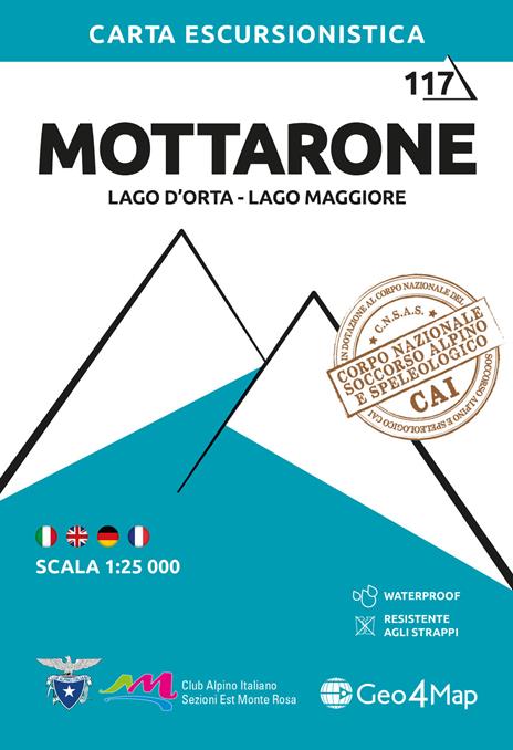 117 Mottarone. Lago d'Orta, Lago Maggiore. Carta escursionistica 1:25.000. Ediz. multilingue - copertina