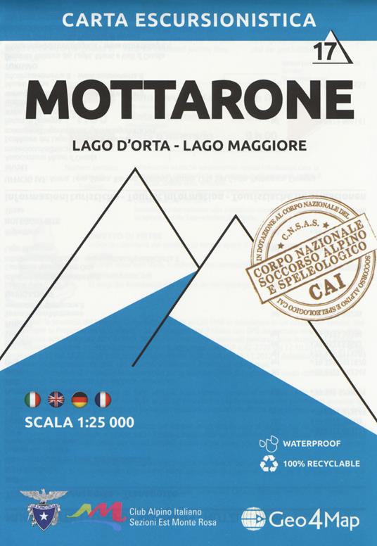 Carta escursionistica Mottarone. Scala 1:25.000. Ediz. italiana, inglese, tedesca e francese. Vol. 17: Lago d'Orta, Lago Maggiore - copertina