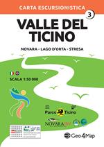 Carta escursionistica Valle del Ticino. Scala 1:50.000. Ediz. italiana, inglese, tedesca e francese. Vol. 3: Novara, Lago d'Orta, Stresa.